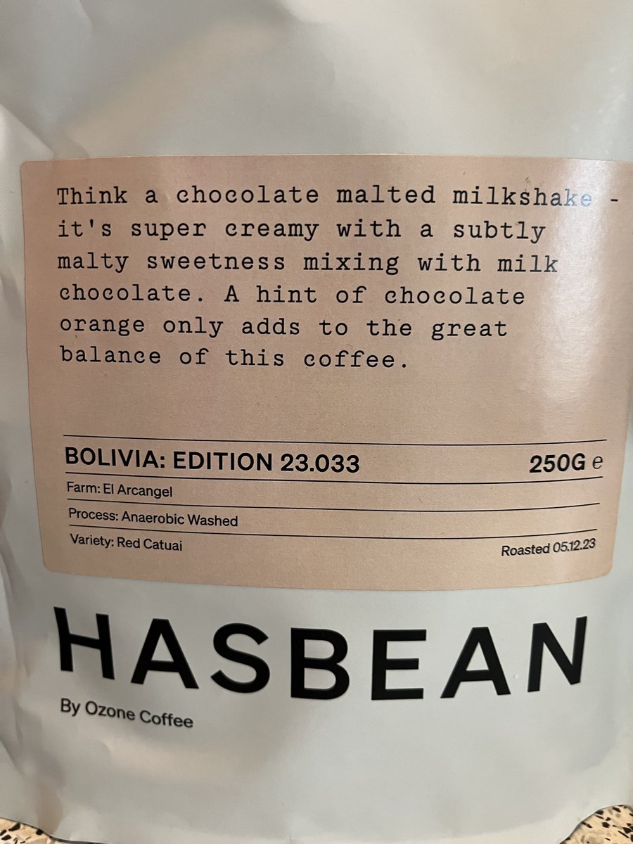 Savoring the rich flavors of @hasbean's Bolivia: Edition 23.033. 🍫+🍊=💫 Milk chocolate, malt, and a hint of orange make this coffee from the Rodriguez family's farm in Caranavi a creamy delight. Proud to support their sustainable practices. #CoffeeTime #SustainableCoffee…