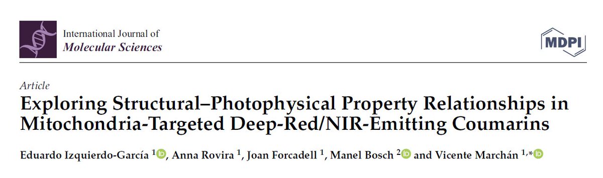 Excited to see the COUPY fluorophore derivatives that I synthetized during my PhD research in <a href="/MarchanLab_UB/">MarchanLab</a> are published in <a href="/IJMS_MDPI/">IJMS MDPI</a>! These probes are ideal for bioimaging applications! Nice work <a href="/Eizquiga/">Eduardo Izquierdo García</a> 
mdpi.com/1422-0067/24/2…