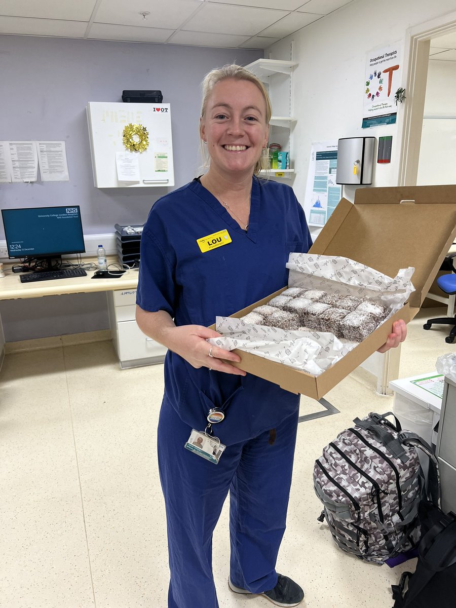 Thank you @DaisyGreenFood @radiolamington for giving these amazing Lamingtons to our Therapy department @uclh this morning! As you can see they are already being tucked into and are delicious! Our Aussie therapists particularly enjoying a slice of home 🇦🇺