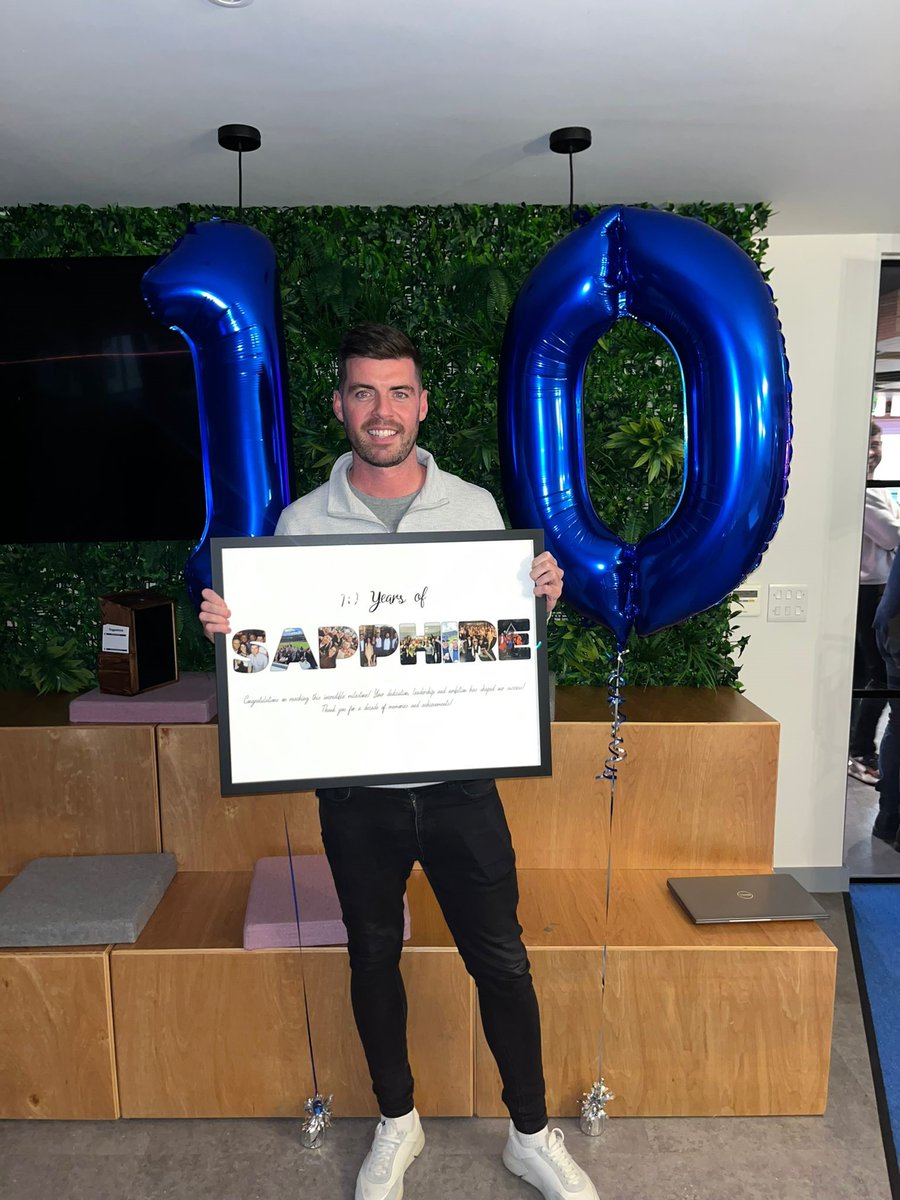 Congratulations to our MD Mark on your 10 year anniversary!

You have achieved many milestones with Sapphire – from being the first employee on the payroll in 2013, to becoming Managing Director in 2016.

Thank you from everyone at Sapphire for making us the company we are today.