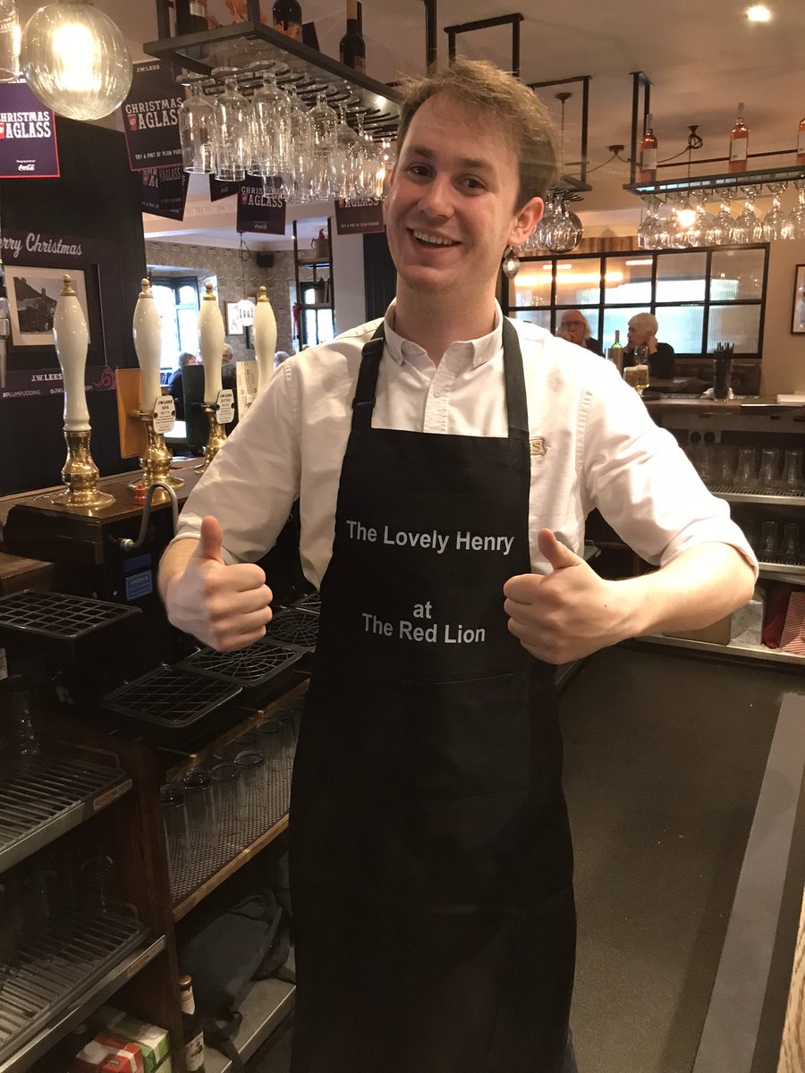 Meet “Lovely Henry” or at least 1 customer thinks so as they have just presented Henry with his own apron 🎁🎄😊 #gift #apron #lovely <a href="/JWLeesBrewery/">JW Lees</a>