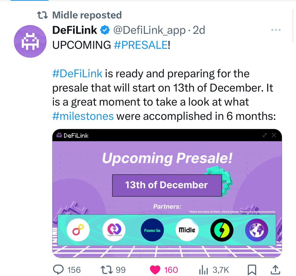 DefiLink_app's tweet image. OUR PARTNERS ARE SUPPORTING US!
This is a very valuable and crucial moment for us, as we receive support every minute from our partners with large communities.
It means a lot to us that each of you, and especially our partners, believes in our success. It energizes us even…