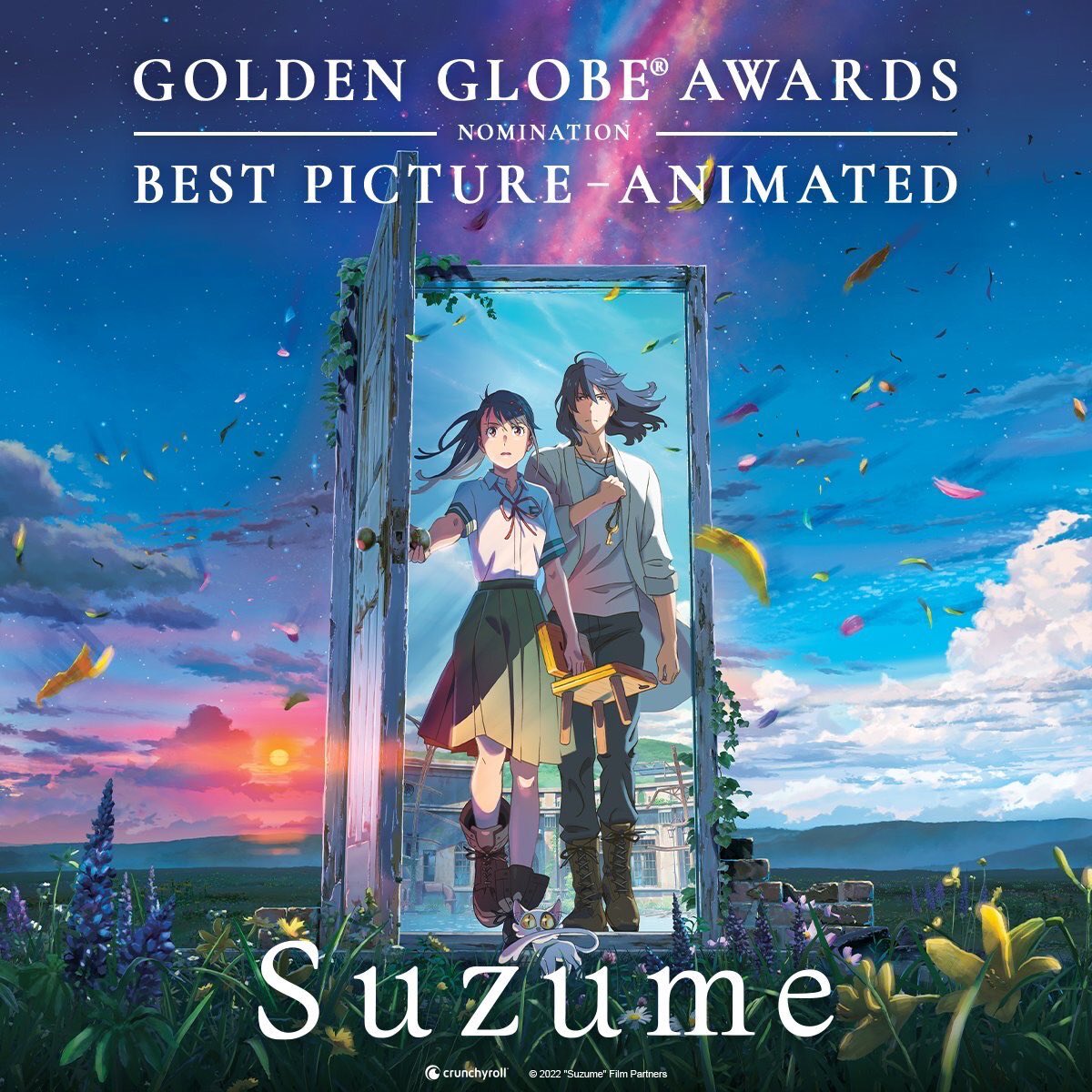 Congratulations to our client <a href="/Crunchyroll/">Crunchyroll</a> for a fantastic nomination at the <a href="/goldenglobes/">Golden Globes</a>! If you haven't seen the stunning #Suzume yet, catch it on Crunchyroll's streaming platform now! ✨