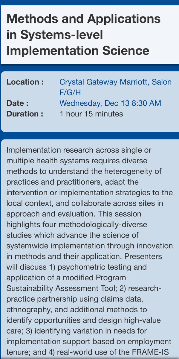 #DIScience23 last day! Join us in Salons F/G/H this morning for a panel addressing Methods & Applications in System-level Implementation Science