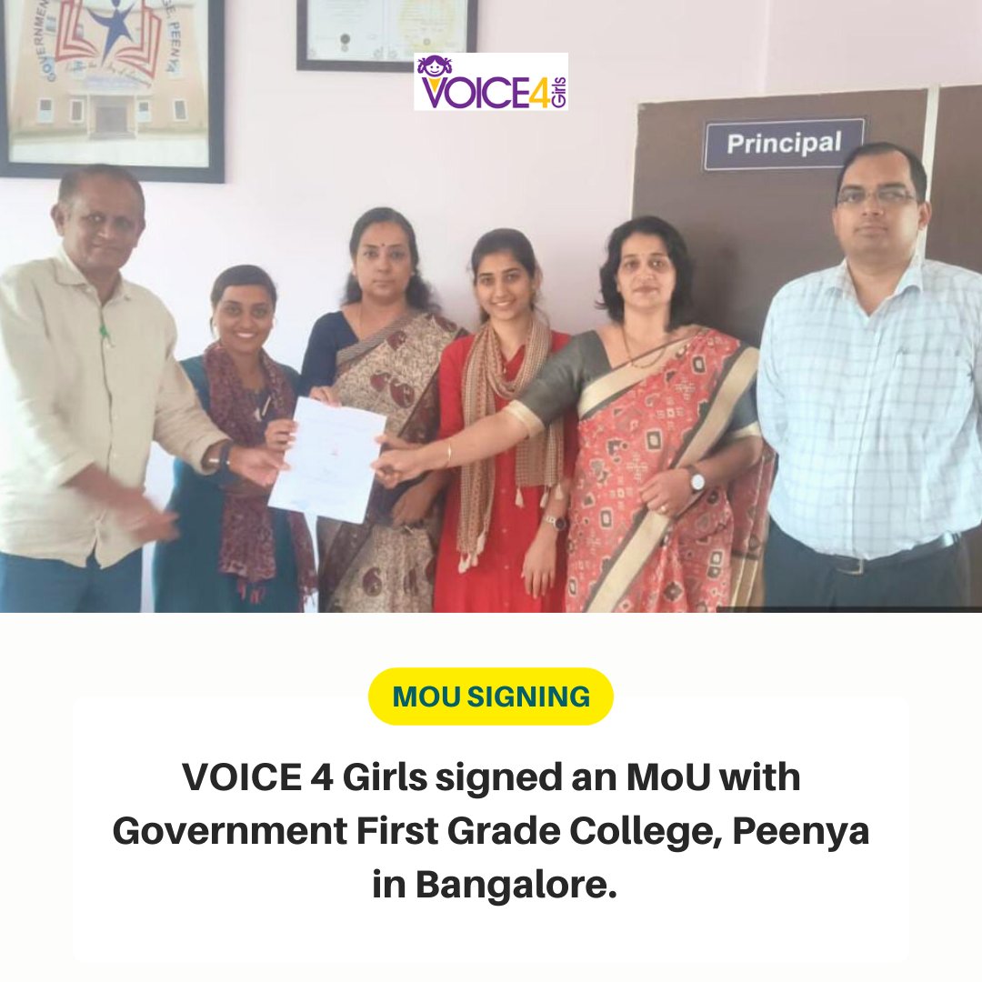 We are thrilled to announce the signing of a Memorandum of Understanding (MoU) between V4G and Government First Grade College, Peenya in Bangalore. This collaboration marks the beginning of a dynamic venture aimed at building a skilled and gender aware society. #Partnership