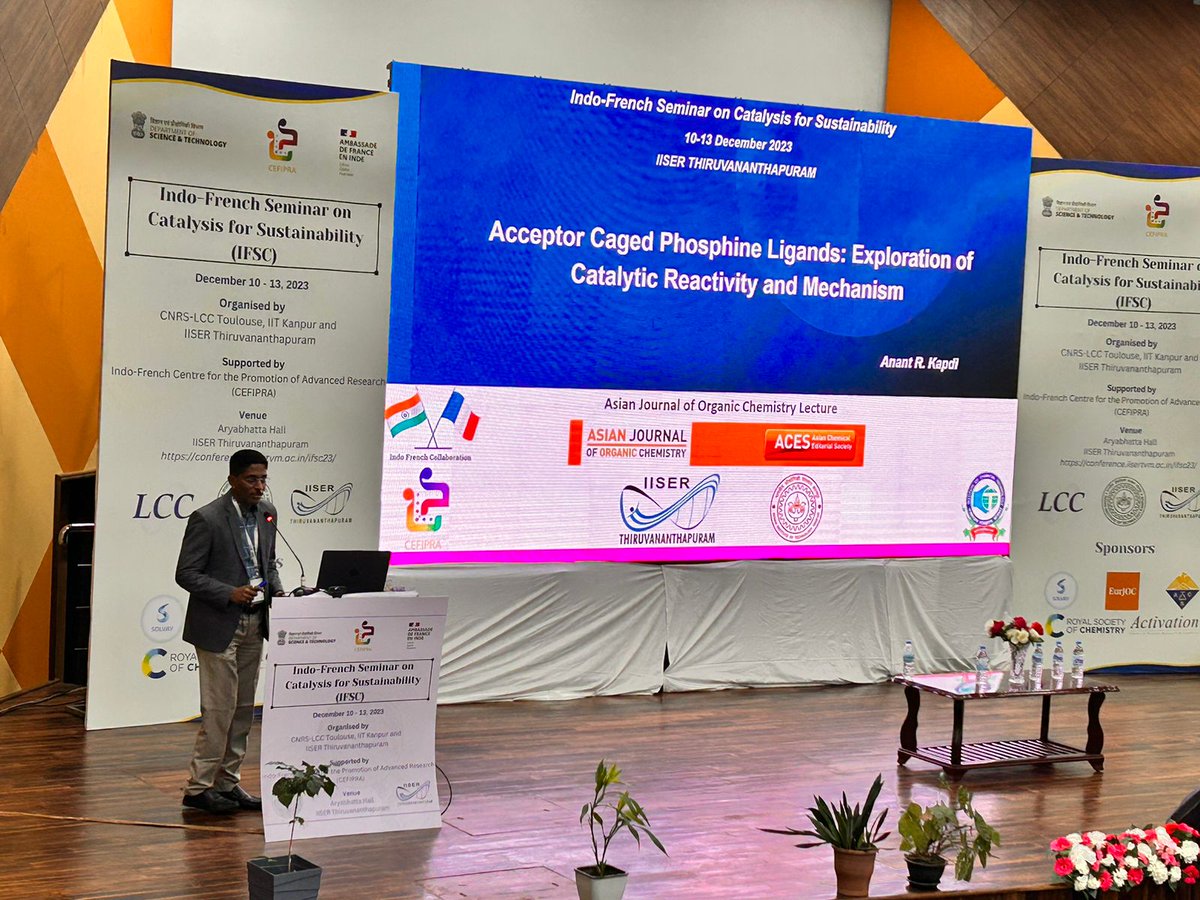 A big thanks to team at Wiley (Asian Journal of Organic Chemistry and EJOC) for recognising our work and giving me an opportunity to give an AJOC Lecture at IFSC 2023. 
<a href="/EurJOC/">EurJOC</a> <a href="/AsianJOrgChem/">AsianJOC</a>