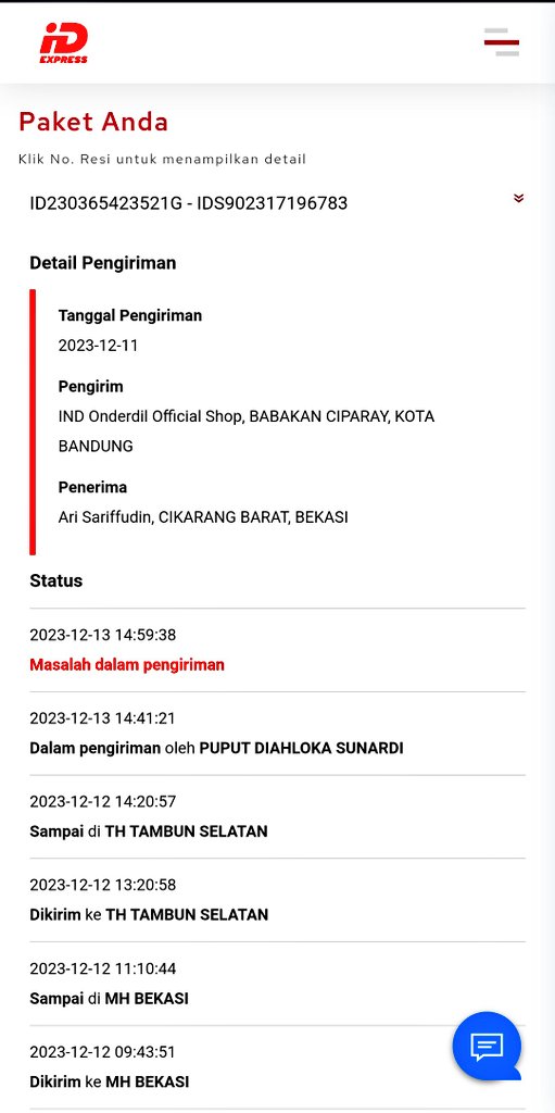 arsrffdn's tweet photo. @idexpress_care malam min, maaf ini paket saya kenapa ya min, statusnya "Masalah dalam pengiriman"? https://t.co/Yg4thfnGuz