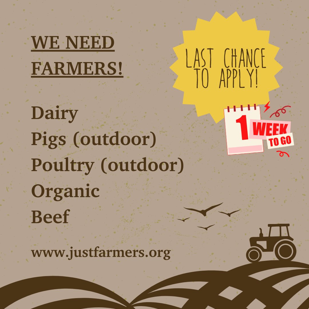 Roll up! Roll up! If you’ve been thinking of applying for Just Farmers but been putting it off, consider this your warning… There’s only a week left to apply for our next round of workshops in late Jan/start of Feb! So do it NOW! 👉🏼 justfarmers.org/for-farmers/re…