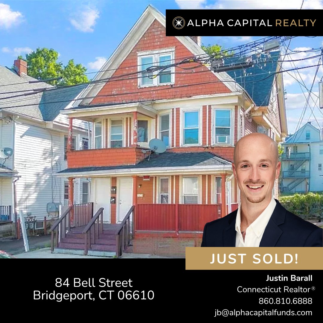 🏡 Back to Back! 🚀 Justin Barral of Alpha Capital Realty just closed on two prime multifamily properties! 🔑
1️⃣ 229 Olive Street, Bridgeport - SOLD for $140,000/door
2️⃣ 84 Bell Street, Bridgeport - SOLD for $135,000/door

Reach out today for DEALS!

#ctrealestate #bridgeportct