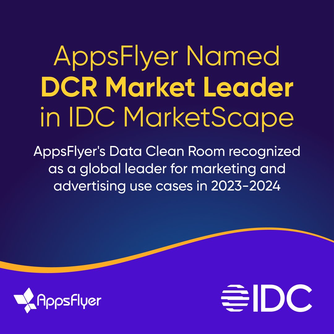 AppsFlyer’s Data Clean Room was named a market leader in @IDC’s MarketScape! This recognition reflects the vast capabilities our #DCR provides in enabling global collaboration between brands and publishers, enriching data, and performing custom queries that unearth insights.