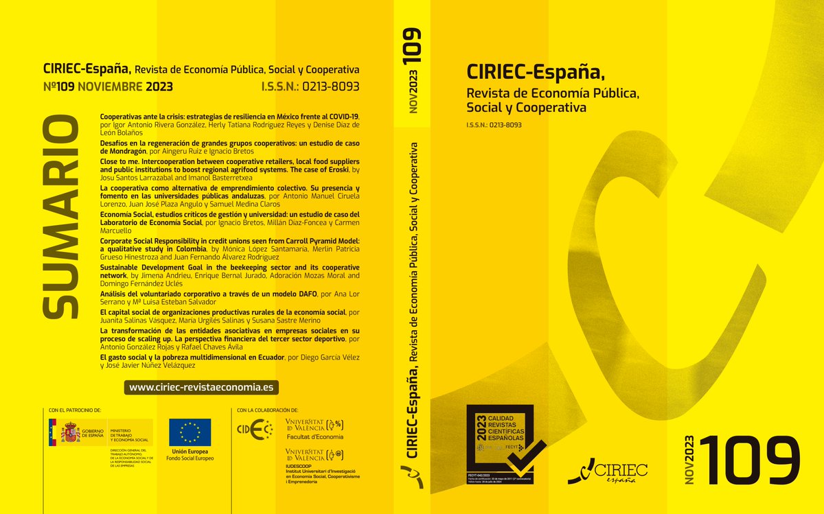 New issue of the CIRIEC Journal on Social Economy #ciriecSPjournal @ciriecSPjournal 📙 1⃣0⃣9⃣
Articles available at ciriec-revistaeconomia.es/en/issue/?num=… 
#SocialEconomy #SocEnt #Coops #Mutualism #ThirdSector #SDGs #CSR #Innovation