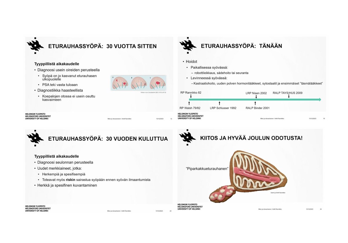 Urologian professori Antti (Sakari) Rannikon erinomainen virkaanastujaisluento 'Mies ja eturauhanen' käsitteli erityisesti eturauhassyöpää

30 vuotta sitten samalla otsikolla puhui #UudetProfessorit-luennossaan professori Sakari Rannikko

Onnittelut molemmille urologikollegoille!