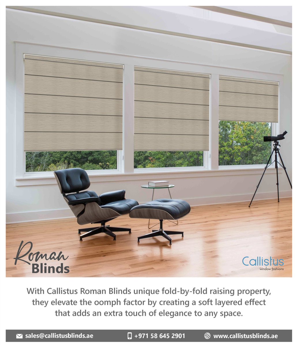 With Callistus Roman Blinds unique fold-by-fold raising property, they elevate the oomph factor by creating a soft layered effect that adds extra touch of elegance.
 
callistusblinds.ae

 #romanblinds #home #homeliving #shades #windowshades #windowtreatments #callistusblinds
