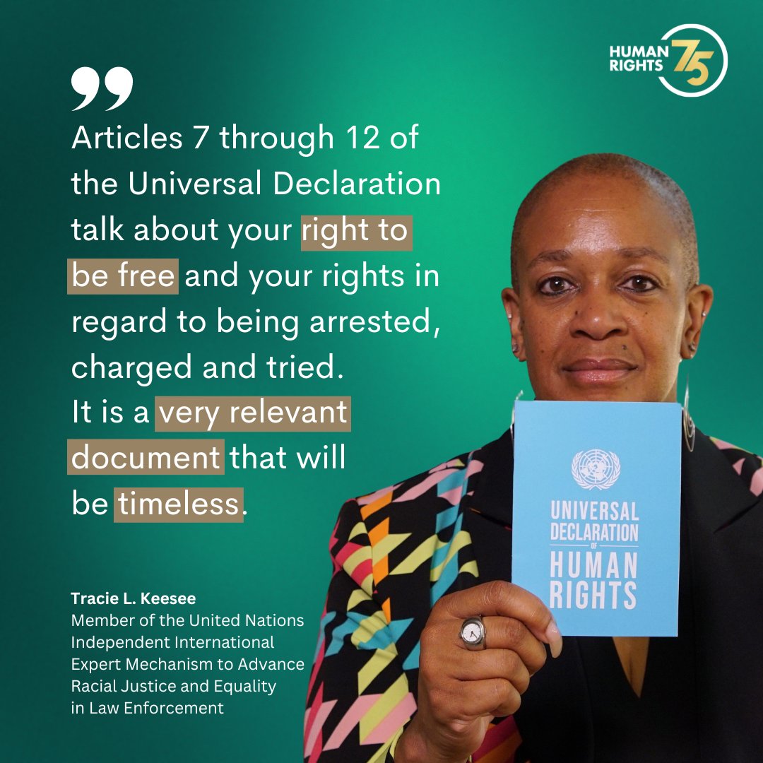 Freedom and racial justice can only be achieved when law enforcement officers respect the principle of equality before the law. This principle is guaranteed in the Universal Declaration of Human Rights. #HumanRights75