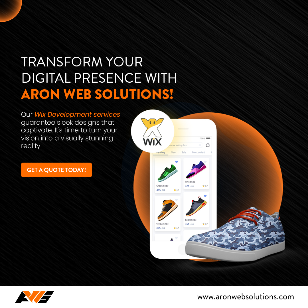 🚀 Transform your digital presence with Aron Web Solutions! 💻 Our Wix Development services guarantee sleek designs that captivate. ✨ It's time to turn your vision into a visually stunning reality! 🎨 #WebDevelopment #WixDesign #DigitalTransformation 💡
