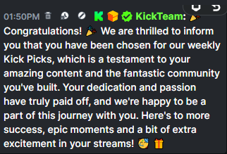 AmateurGamer18's tweet photo. Still pinching myself after yesterday & can't believe that actually happened to us

Selected for Kick Picks✅
Front page feature✅
Kick dropped 100 gifted✅
Showered with community love and congratulations ✅

Thank you @kick for selecting OUR community for this special priveledge. We went all in from the purple side 8 months ago and haven't looked back. 

Thankful for our community, because without you, none of this is possible💚

Excited for Kick, excited for the future & excited to grow our community even further

Come on in sometime @KickCommunity - you won't be disappointed 💚 #PickKick