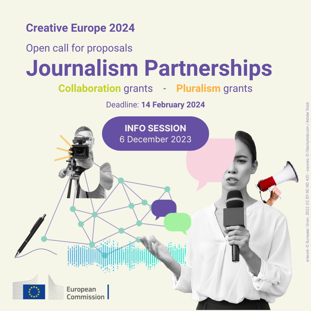 Organisations interested in #JournalismPartnerships call for proposals, get ready to apply! ℹ️ Contact any #CreativeEurope desk for tailored assistance: europa.eu/!8DC7d9 ▶️ Replay the info session for an overview and tips for a good application: europa.eu/!q7h8cr