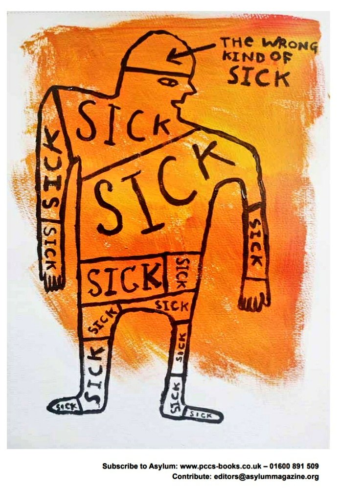 'We need a better system in place, we need more funding in mental health, we need change. Lives depend on it. Am I not deserving of help, just because I don’t fitneatly into your tick box?' @mud_the_kid The Wrong Kind of Sick by Mud asylummagazine.org/2022/09/the-wr…