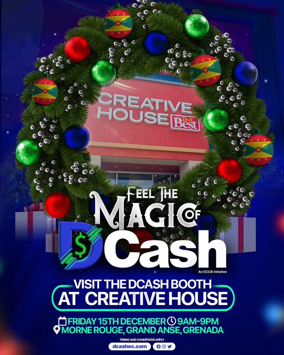 DCash_EC's tweet image. #Grenada🇬🇩 This Friday, the DCash team will be at Creative House! Get ready for exciting giveaways, sign-ups, and much more.

Make your purchases at  Creative House using DCash and stand a chance to win $250DCash weekly or the grand prize of $5000 DCash.

Feel the Magic of DCash.
