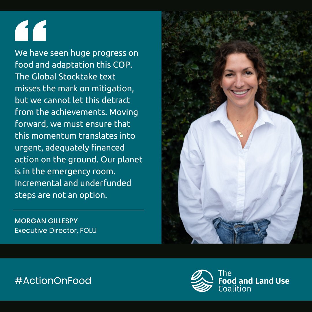 #COP28 has placed #FoodSystems front & centre of the climate fight. That must be celebrated, but it must also translate into urgent & adequately financed action on the ground, explains @FOLUCoalition's @morgan_gillespy. 'Incremental & underfunded steps are not an option.'