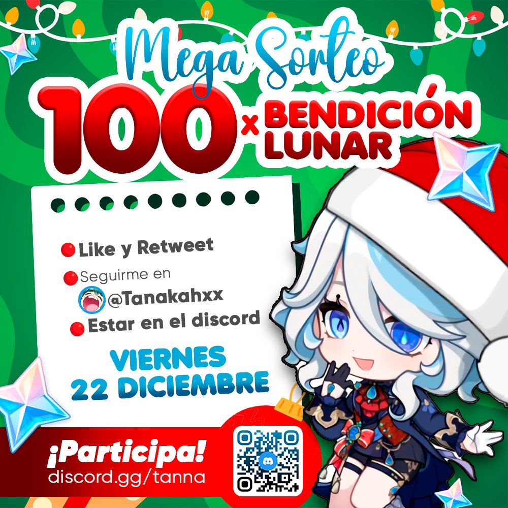 🎄🎅 MEGA SORTEO NAVIDAD 🎅🎄 ⭐️ X100 BENDICIONES LUNARES ⭐️ Tilines os traigo algo muy especial que ha sido posible gracias a Gabs uno de los patrocinadores del Discord 🗓️ Los ganadores se darán el día 22 de DICIEMBRE en mi canal de Twitch SUERTE a TODOS!!