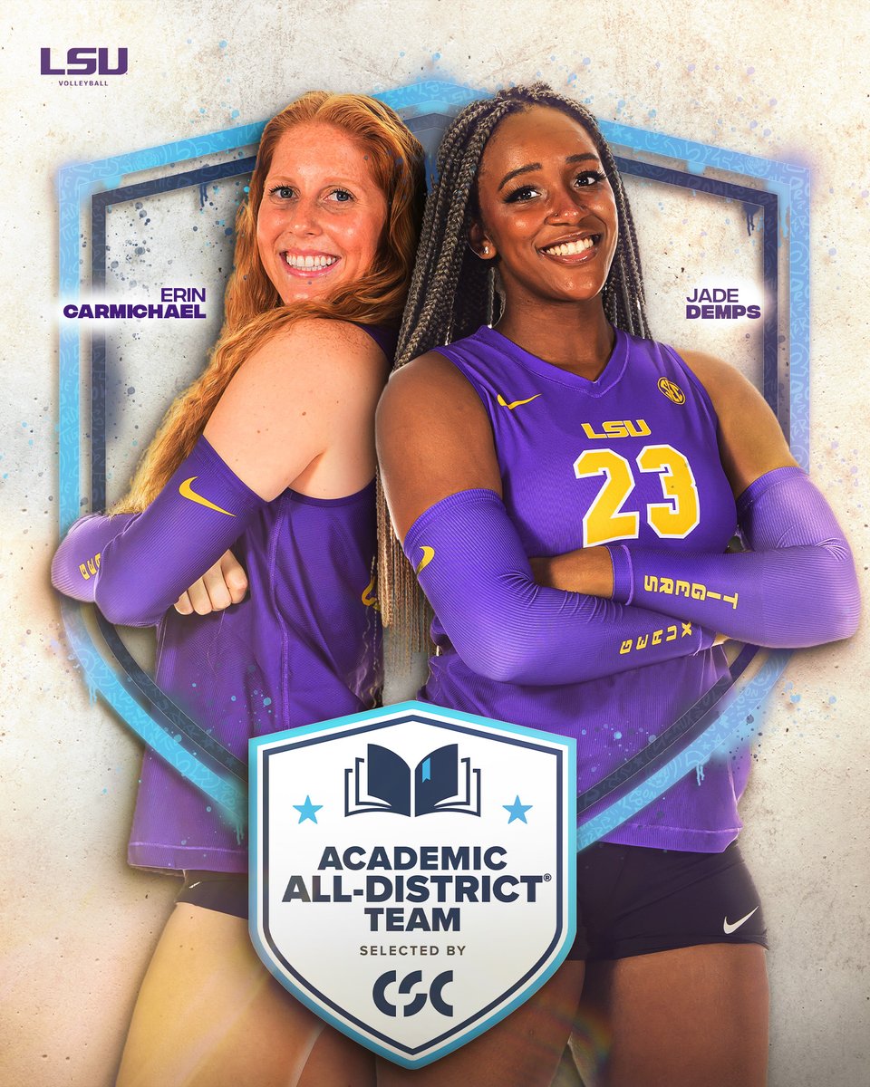 lsuvolleyball's tweet image. Getting It Done In The Classroom 📝

Erin Carmichael and Jade_Demps have been named to the 2023 @CollSportsComm Academic All-District Team!

 @erincarm10 🤝 @Jade_Demps15 | #GeauxTigers