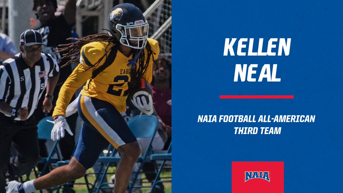 🏈ALL-AMERICAN🏈 @RU_Eagles' Kellen Neal earns a spot on the @WeAreAFCA #NAIAFootball Coaches' All-American Team ➡️ bit.ly/46TWUD7 #AACFB #ProudToBeAAC