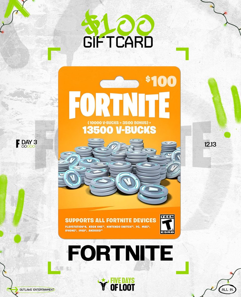 🥇Fortnite 13500 V-Bucks Gift Card (Fortnite)