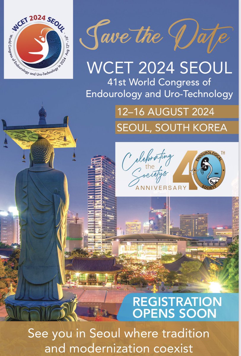 A date for the diary of all Endourologists Everywhere - August 12-17 2024… May the year ahead be a more straightforward one for everyone - because “the future of meetings is meeting”! @kvnkoo @emiliani_e @sproietti81 @jleow @kmoretry @DrDAgarwal @roger_sur @Joseph_HM_Wong