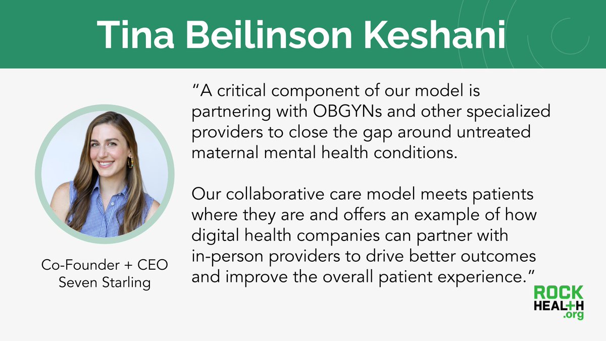 Rock Health (@rock_health) on Twitter photo We're spotlighting @TinaBeilinson, a 2023 RockHealth.org Innovation Fellow, and Co-Founder + CEO at <a href="/SevenStarling/">Seven Starling</a>, a digital platform making high-quality mental healthcare more accessible throughout the motherhood journey. rockhealth.com/team/tina-beil… We're spotlighting @TinaBeilinson, a 2023 RockHealth.org Innovation Fellow, and Co-Founder + CEO at <a href="/SevenStarling/">Seven Starling</a>, a digital platform making high-quality mental healthcare more accessible throughout the motherhood journey. rockhealth.com/team/tina-beil…