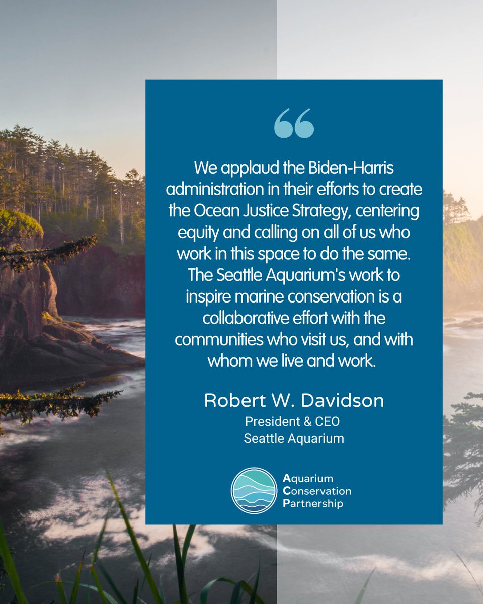 The Seattle Aquarium and fellow Aquarium Conservation Partnership (@AquariumConser1) members applaud the release of the nation’s first Ocean Justice Strategy. 🌊 Full release: aquariumconservation.org/aquariums-cele… The #OceanJusticeStrategy builds on environmental justice commitments and +