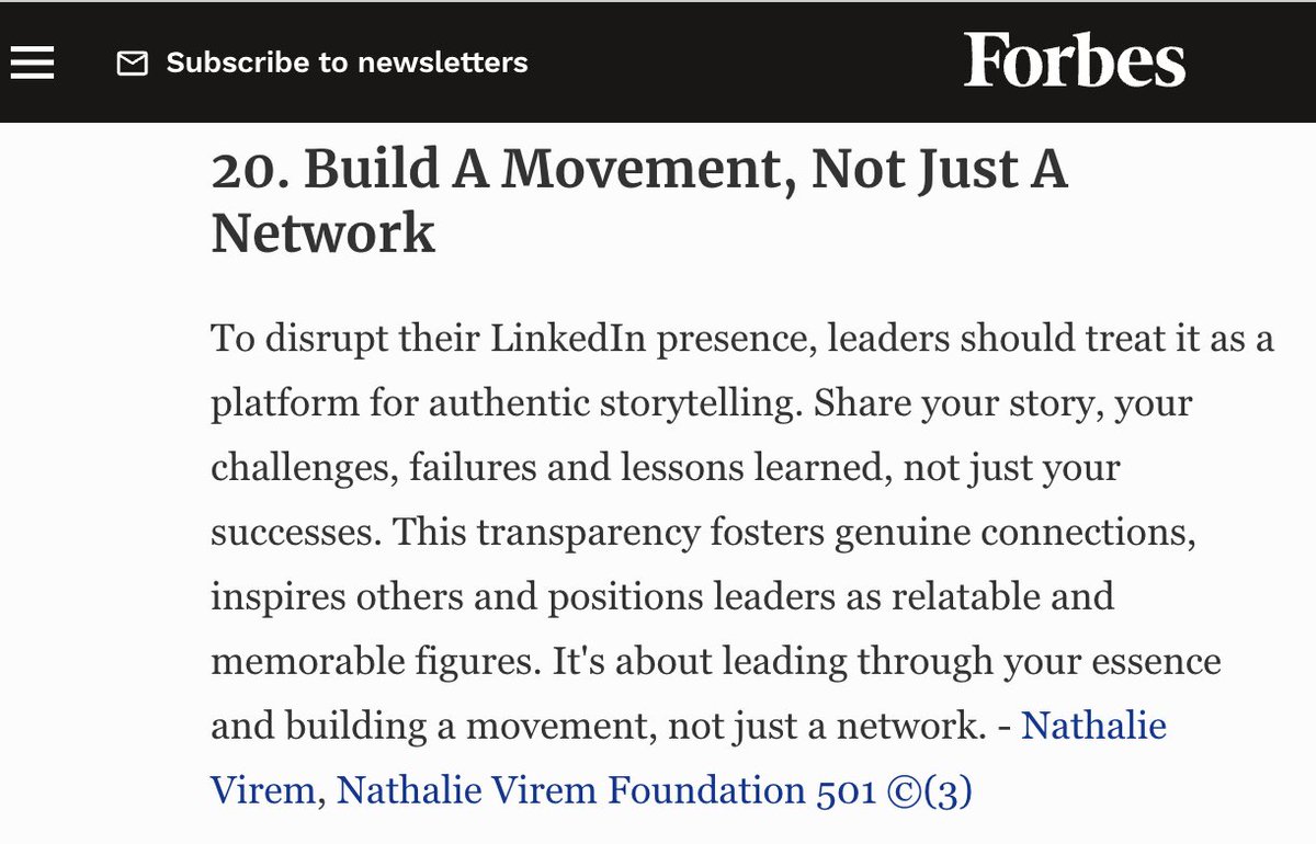 🎉 Big News! Honored to be featured on <a href="/Forbes/">Forbes</a> in an Expert Panel discussing "20 LinkedIn Strategies Every Leader Should Master." Dive into the insights and join the conversation! 🚀

Read it here: forbes.com/sites/forbesbu…

#Leadership #ForbesExpertPanel #LinkedInTips