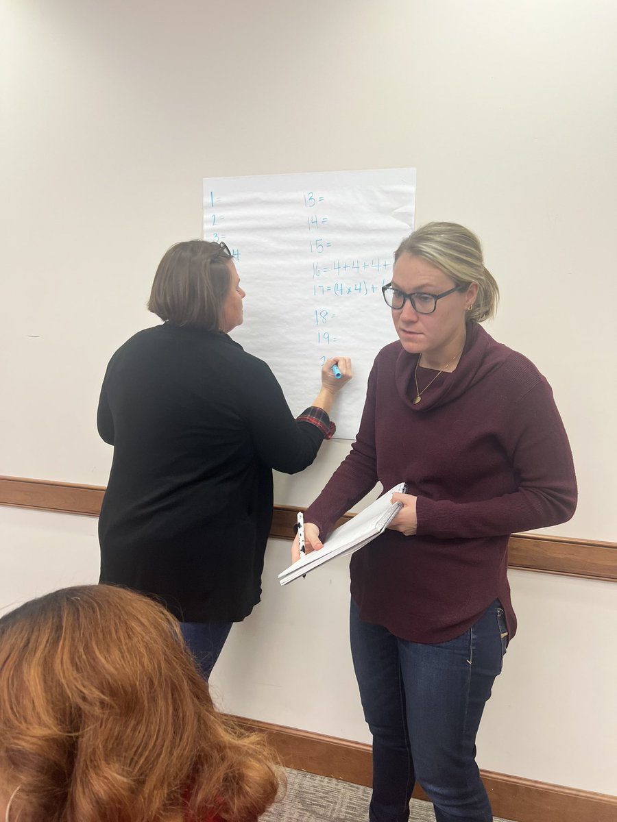 MathBrains's tweet image. I loved to see the Capital School district coaches diving into some math this afternoon. How can you use 4, 4s to make the numbers 1-20? @LindsayO22 @CarieDebaca @awinkandas5280