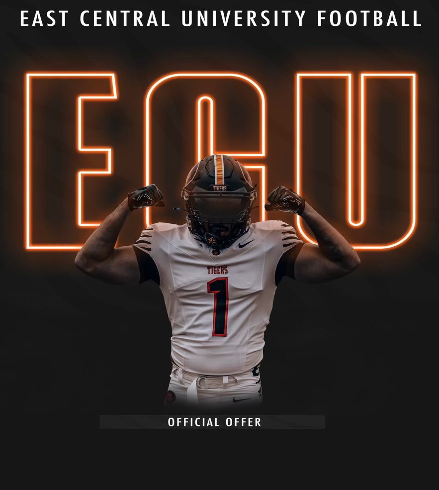 After a great visit this past weekend, I’m blessed to receive a full scholarship offer to East Central University!!!🐅 @LitrentaJohn @Aguilar74OL @jackmitchell___