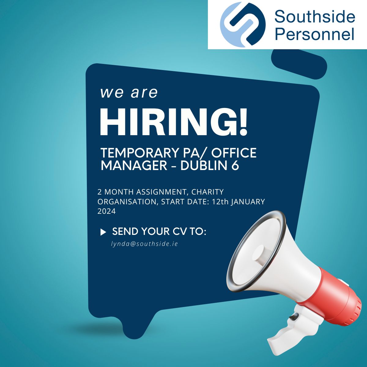 We have a fantastic new opportunity for an experienced PA/Office Manager, who is available from 12th January 2024 for a 2 month period. 🌟. Hourly Rate: €22k, 9am-5pm Mon-Fri on site in D6. Charity organisation. Email a cv to lynda@southside.ie  #dublinjobs #jobfairy