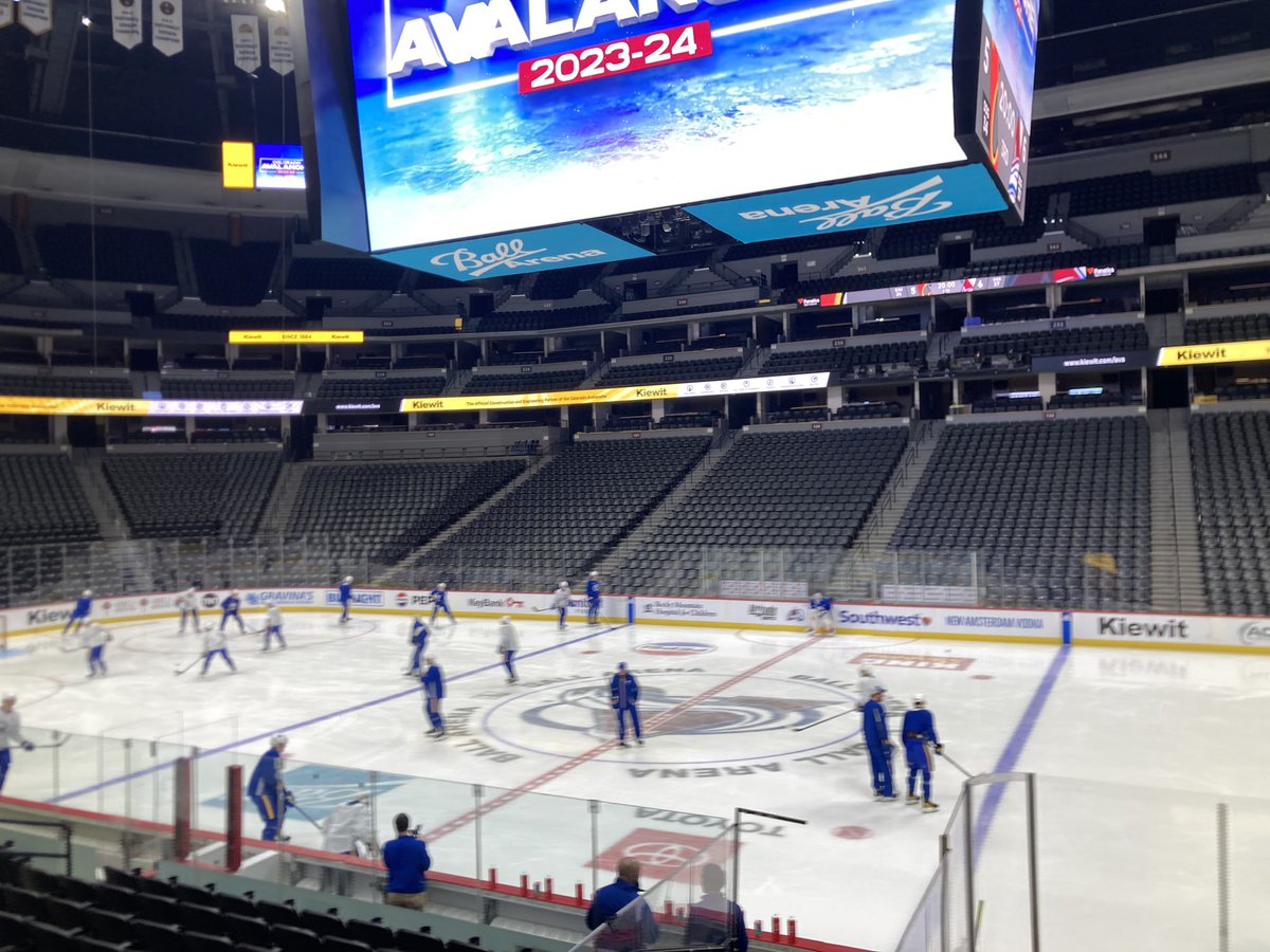 Sabres are on the ice at Ball Arena. Mattias Samuelsson is skating after missing Monday’s game, as are Kyle Okposo and Tage Thompson after taking maintenance days yesterday. #LetsGoBuffalo