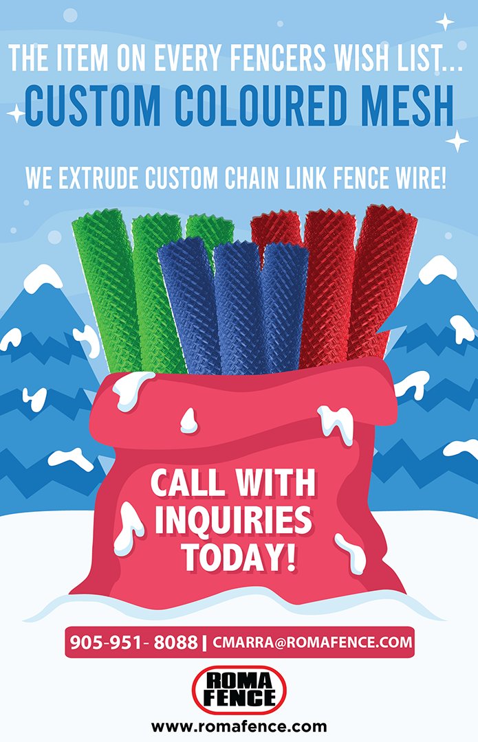 RomaFence's tweet image. Coloured mesh is on every fencer’s wish list! Get your custom mesh order started TODAY! 📜🎅 #custommesh #fence #romafence