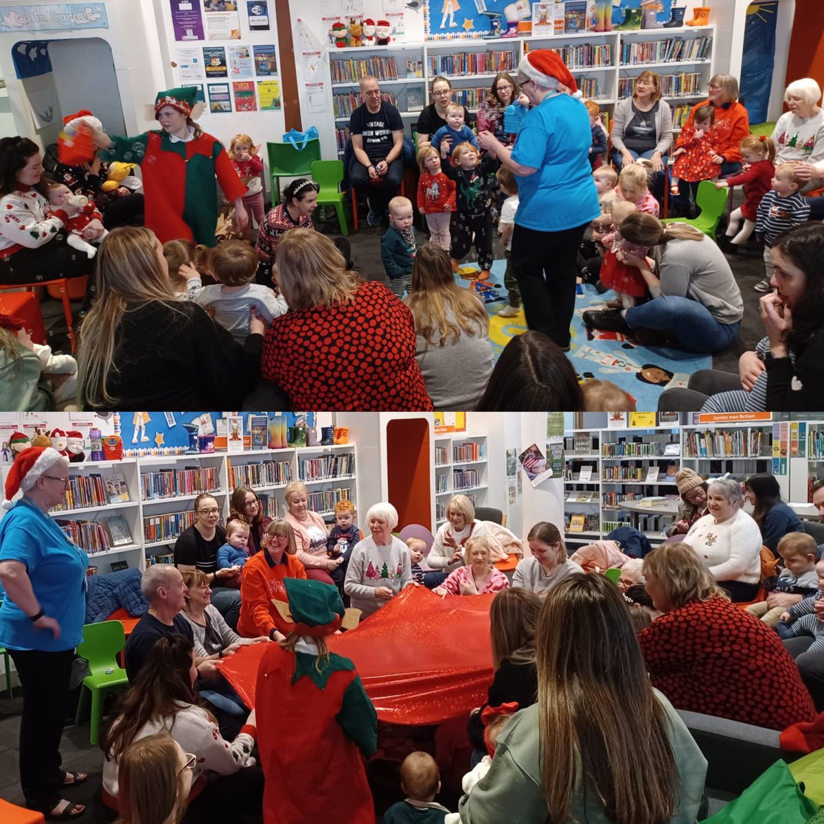 ERCL4's tweet image. Oh, the weather outside is frightful, but the library is so delightful📚!
Thanks to all who joined Sharon &amp;amp; our Little Elf helper from @CarlibarPS this morning for one last &quot;Hello-ho-ho everyone&quot; at the #BarrheadFoundry #FestiveBookbug session🎅🎁🍫!
See you in 2024🎄🎆 #ERCLT
