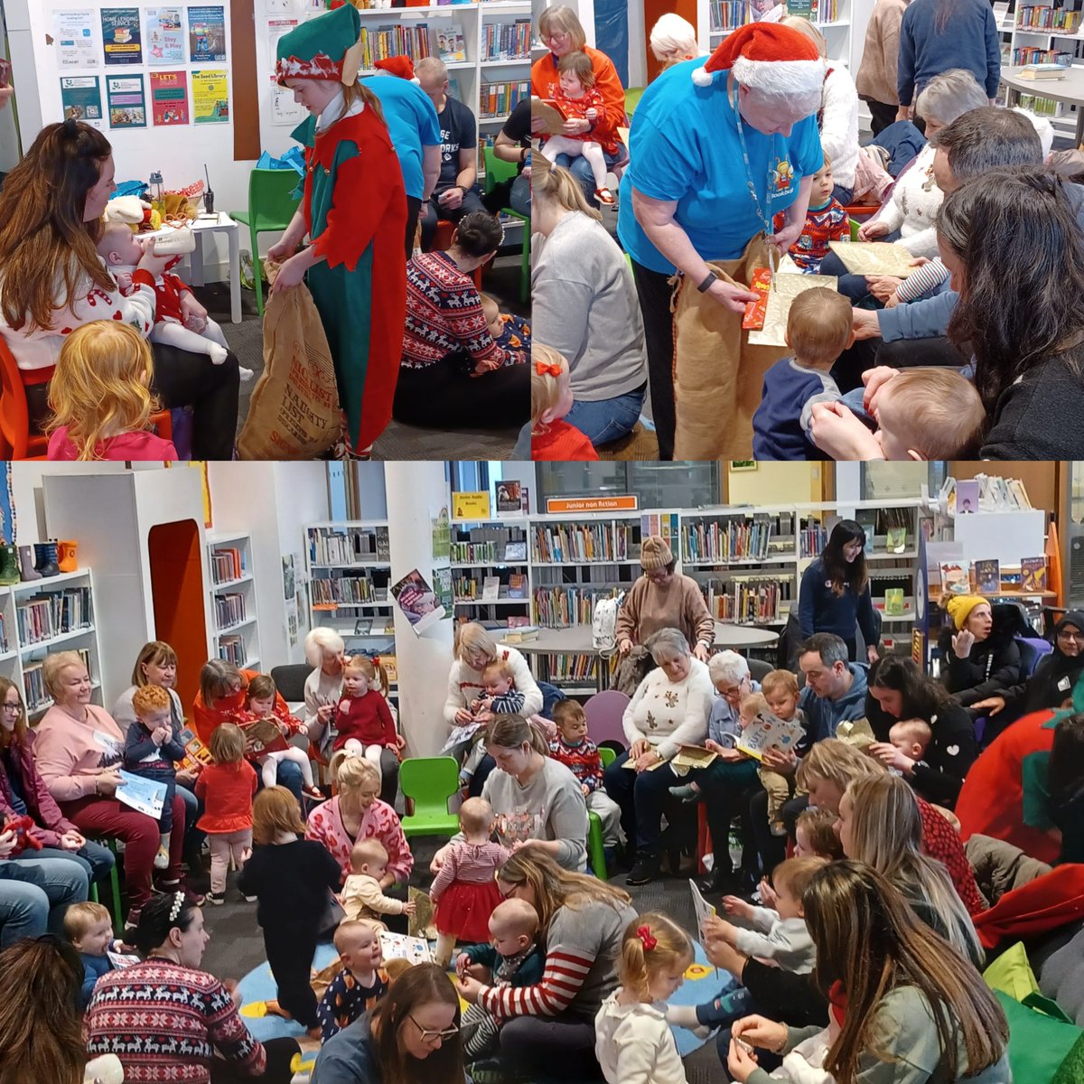 ERCL4's tweet image. Oh, the weather outside is frightful, but the library is so delightful📚!
Thanks to all who joined Sharon &amp;amp; our Little Elf helper from @CarlibarPS this morning for one last &quot;Hello-ho-ho everyone&quot; at the #BarrheadFoundry #FestiveBookbug session🎅🎁🍫!
See you in 2024🎄🎆 #ERCLT