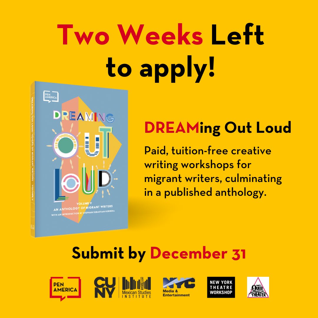 There's still time to apply for our 2024 DREAMing Out Loud 2024 Season! Submit yours today! pen.org/dreaming-out-l…