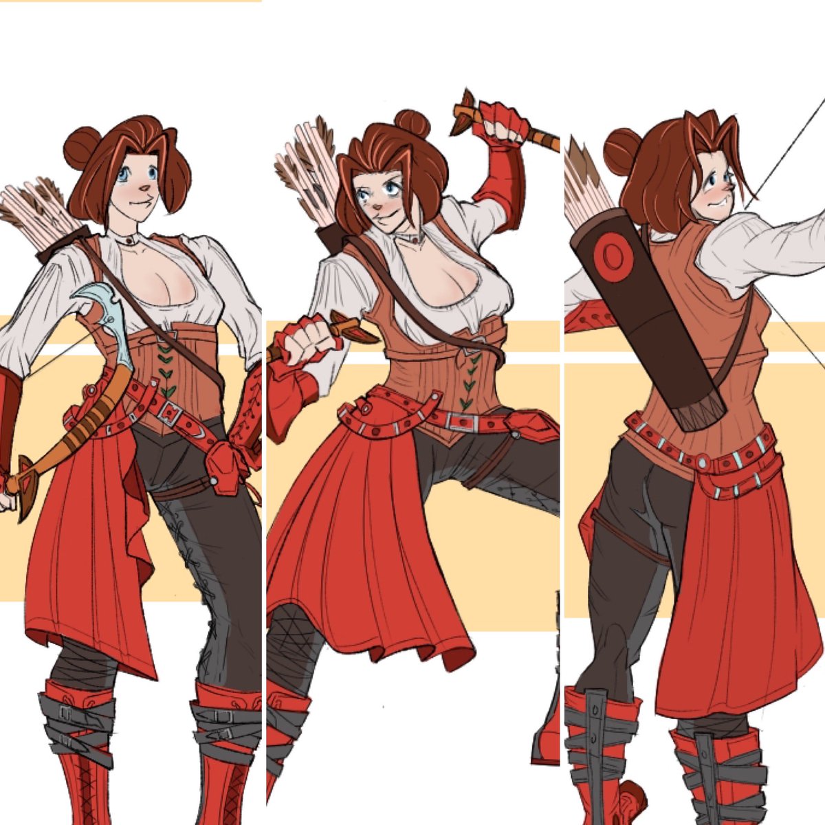 Modojo2's tweet image. New character art! ref used @theposearchives (bow pose was hamish btw) #oc #characterdesign