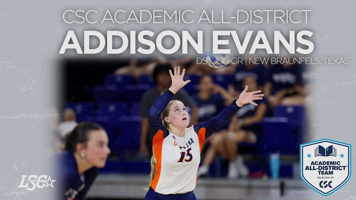 UT Tyler Patriots (@uttylerpatriots) on Twitter photo VB | Addison Evans of <a href="/uttyler_vball/">UT Tyler Volleyball</a> is a CSC Academic All-District selection for her combined efforts on the court and in the classroom!
RELEASE - tinyurl.com/fzf67ymp
#SWOOPSWOOP VB | Addison Evans of <a href="/uttyler_vball/">UT Tyler Volleyball</a> is a CSC Academic All-District selection for her combined efforts on the court and in the classroom!
RELEASE - tinyurl.com/fzf67ymp
#SWOOPSWOOP