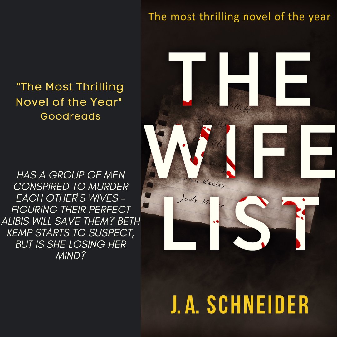 JoyceSchneider1's tweet image. “That ENDING jaw dropping. The twist blew me away, the VERY creepy build impossible to stop reading. The ending will blow your mind!&quot;                                                                            
mybook.to/TheWifeList #Thriller #PsychologicalThriller #bookstagram