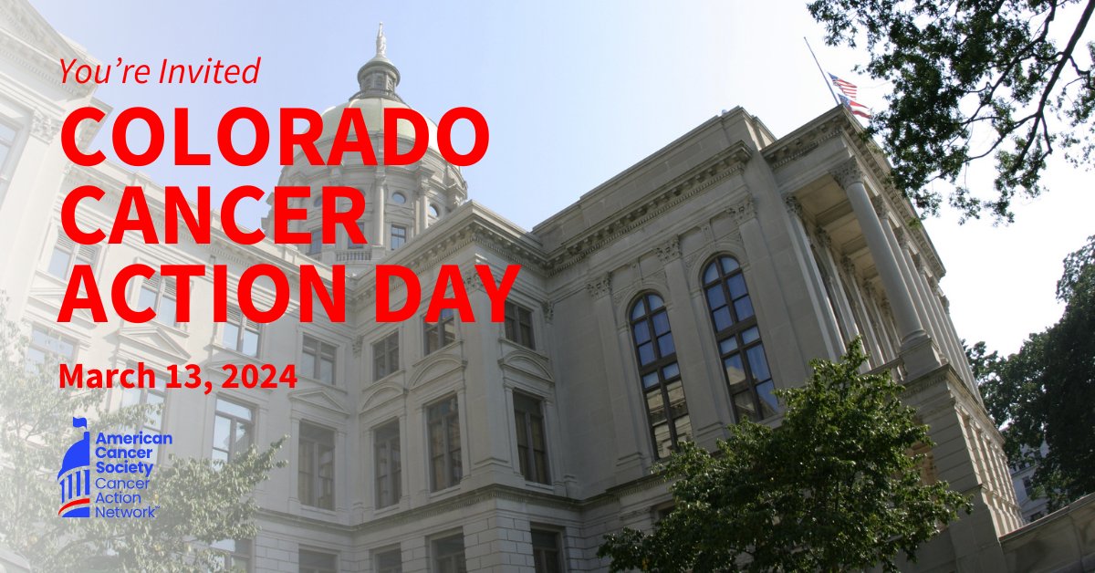 ACSCANCO's tweet image. Join us on March 13 for ACS CAN Colorado’s annual Cancer Action Day! Learn more and register here: act.fightcancer.org/a/co-cancer-ac…