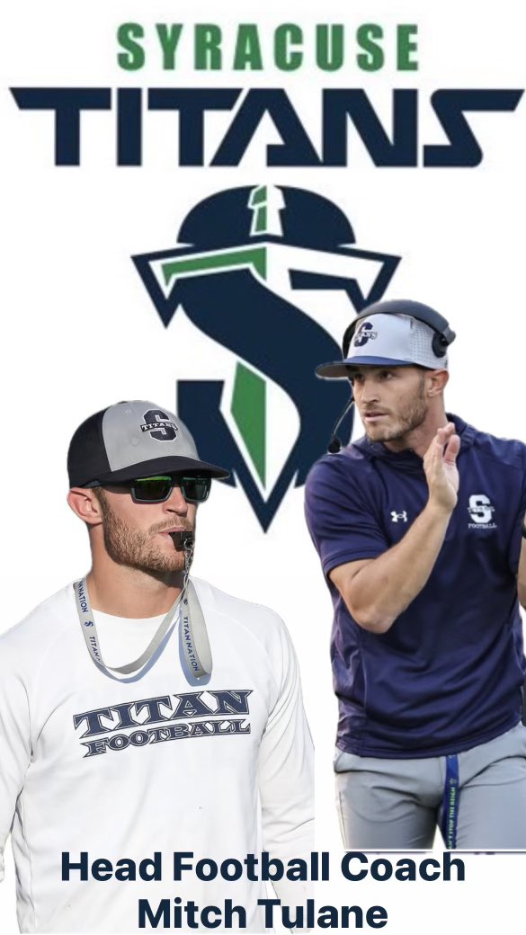 We are excited to announce the hire of our next head football coach, <a href="/MitchTulane/">Mitch Tulane</a>! Tulane is a Syracuse high school Alumnus who has been coaching with us for 7 years, and is ready to continue the winning culture that is Syracuse Titans football! Go Titans! #cusetitansfootball