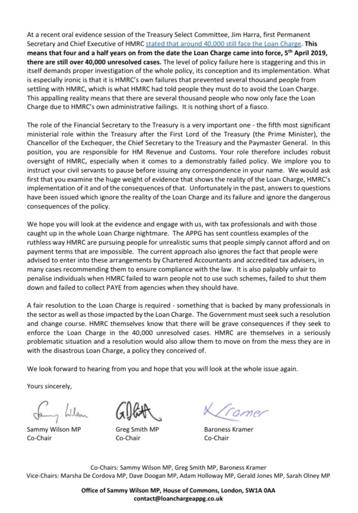As agreed at our recent meeting, we’ve written to the new Financial Secretary to the Treasury <a href="/HuddlestonNigel/">Nigel Huddleston MP</a> asking him to look at the reality of the disastrous #LoanCharge, a failed policy that has cost lives. We hope to discuss a much needed resolution loanchargeappg.co.uk/wp-content/upl…