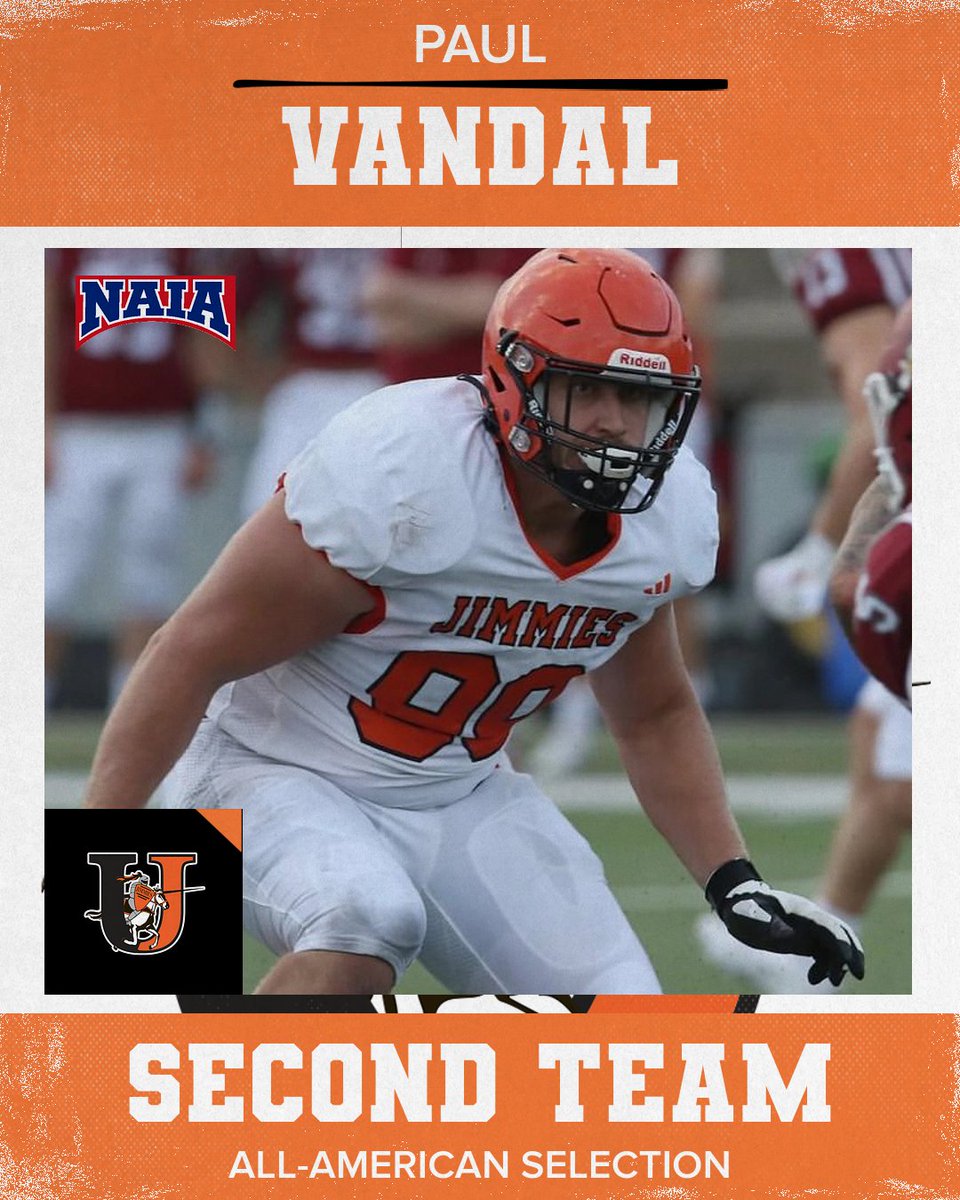 SECOND TEAM ALL-AMERICAN!!! ✌️🏈 Back to Back All-American. Congrats @PaulVandal4 #JimmiePride #ChopandCarry @WeAreAFCA @PlayNAIA