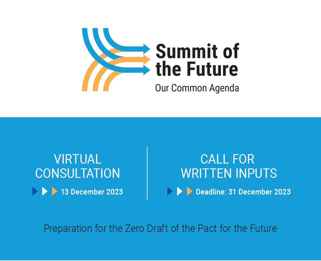 What are young people's priorities and expectations for next year's Summit of the Future — an event aimed at reshaping our sustainable tomorrow? 🤔 Submit your written inputs and policy proposals by 31 Dec for the zero-draft of the Pact for the Future 👉 docs.google.com/forms/d/e/1FAI…