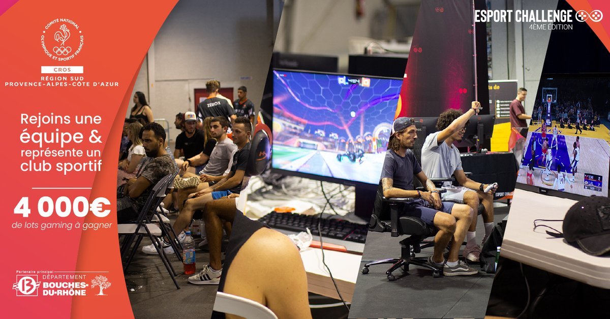 🏆 <a href="/Esport_chall/">Esport Challenge</a> REVIENT POUR SON ÉDITION 2023 !
Rejoins une équipe &amp; représente TON CLUB !

📅 16/12 à Istres (13), 10h-20h
🎮 Rocket League, Smash, FIFA &amp; NBA2K
💰 1000€ par tournoi &amp; 4000€ pour le club gagnant !

▶️ Inscriptions gratuites sur bit.ly/ec23-tournois