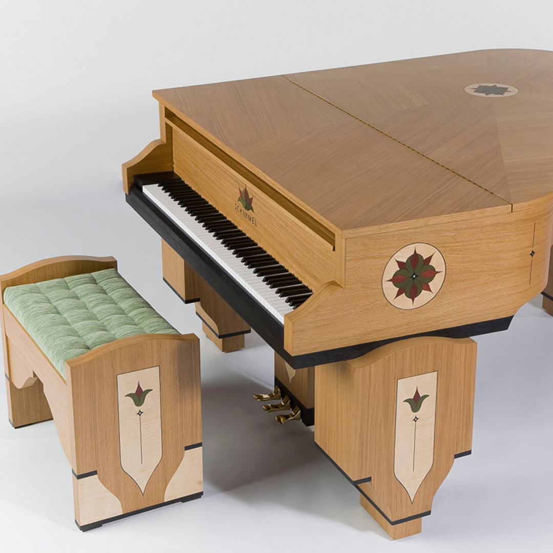 SchimmelPianos's tweet photo. This unique Arts & Crafts style Schimmel grand piano is definitely one of the most unusual Schimmel pianos ever built! After receiving a special commission from a client, @ForsythMusic designed this layout and worked closely with Schimmel Pianos and the client to create it. https://t.co/Y05A1sVPY0